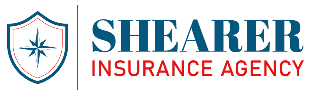 A green background with the words shea insurance in blue.